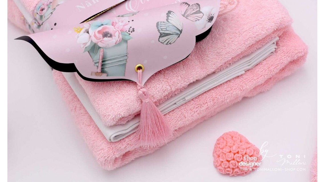 Trusou cu fluturi si flori ideal pentru un botez primavara Pink Spring 31